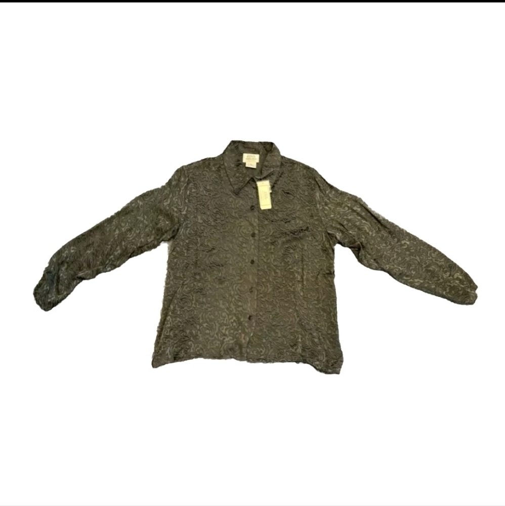 NWT Field Manor Modern Classics Silk Blend Blouse Size 12 Color Aspen